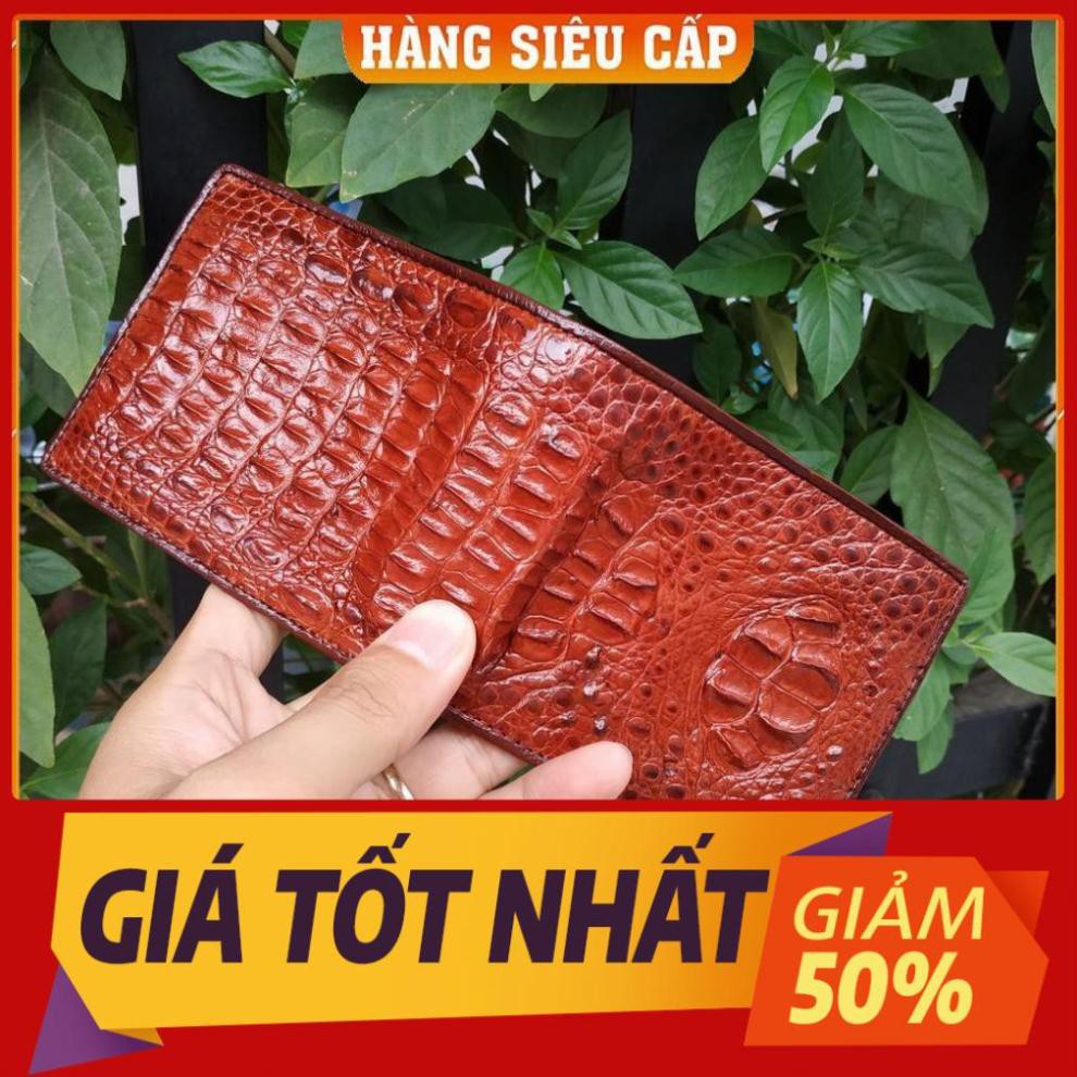 Thẻ BH 12 tháng [ Da Thật% ] -  Bóp Ví Cá Sấu 2 Mặt. Bản Nguyên Con Nhỏ - Hàng Hiếm Hàng Cao Cấp, Rẻ, Đẹp