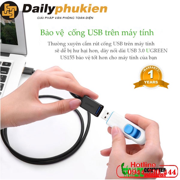 Dây nối dài USB 3.0 dài 0.5m UGREEN 30125 dailyphukien