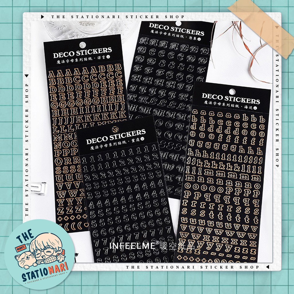 Sticker hình dán alphabet Gold Silver bảng chữ cái