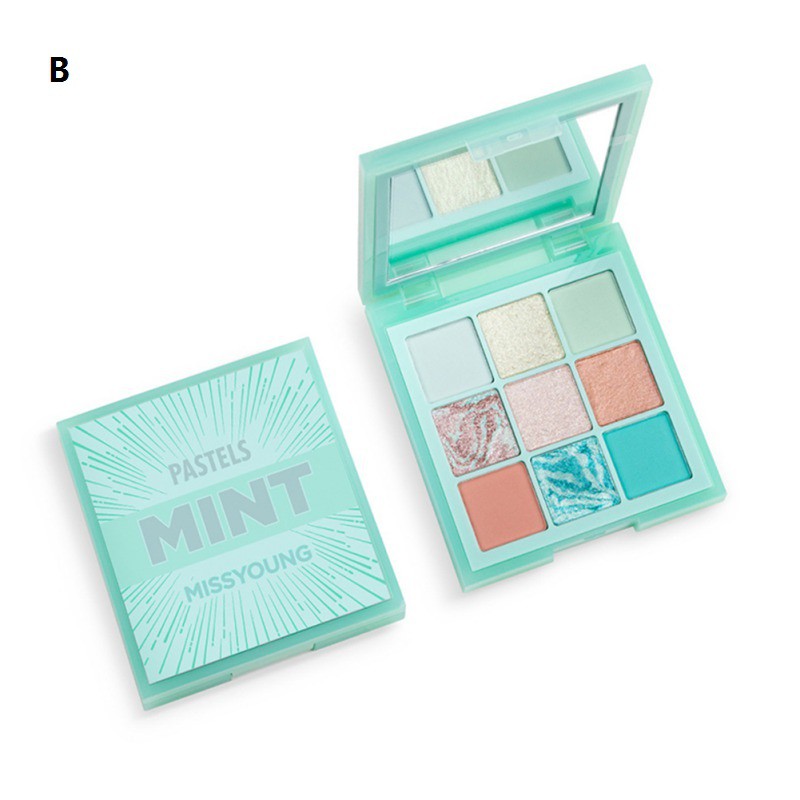 [Hàng mới về] Bảng Phấn Mắt 9 Màu Lì Và Ánh Nhũ Kết Hợp Trang Điểm Hàng Ngày Lâu Trôi