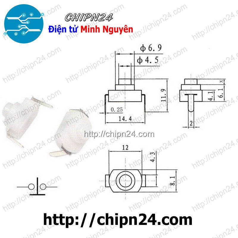 [2 CÁI] (G12) Công tắc đèn pin 2P YT-1288 Đen