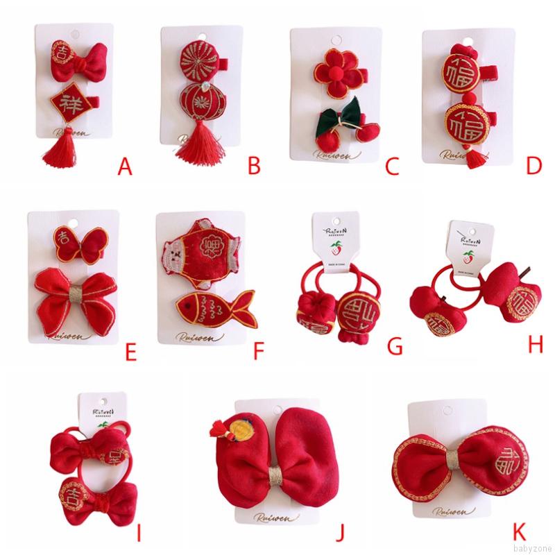 Phụ kiện tóc mừng ngày Tết phong cách ngọt ngào dành cho bé gái