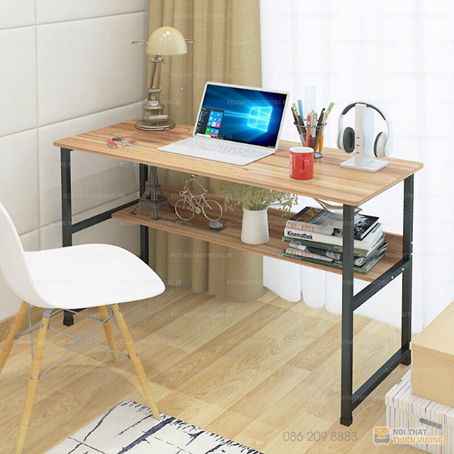 Bàn Học, Bàn Làm Việc Có Kệ Lửng, Khung Thép Đen Tĩnh Điện Giá Tốt - kp96