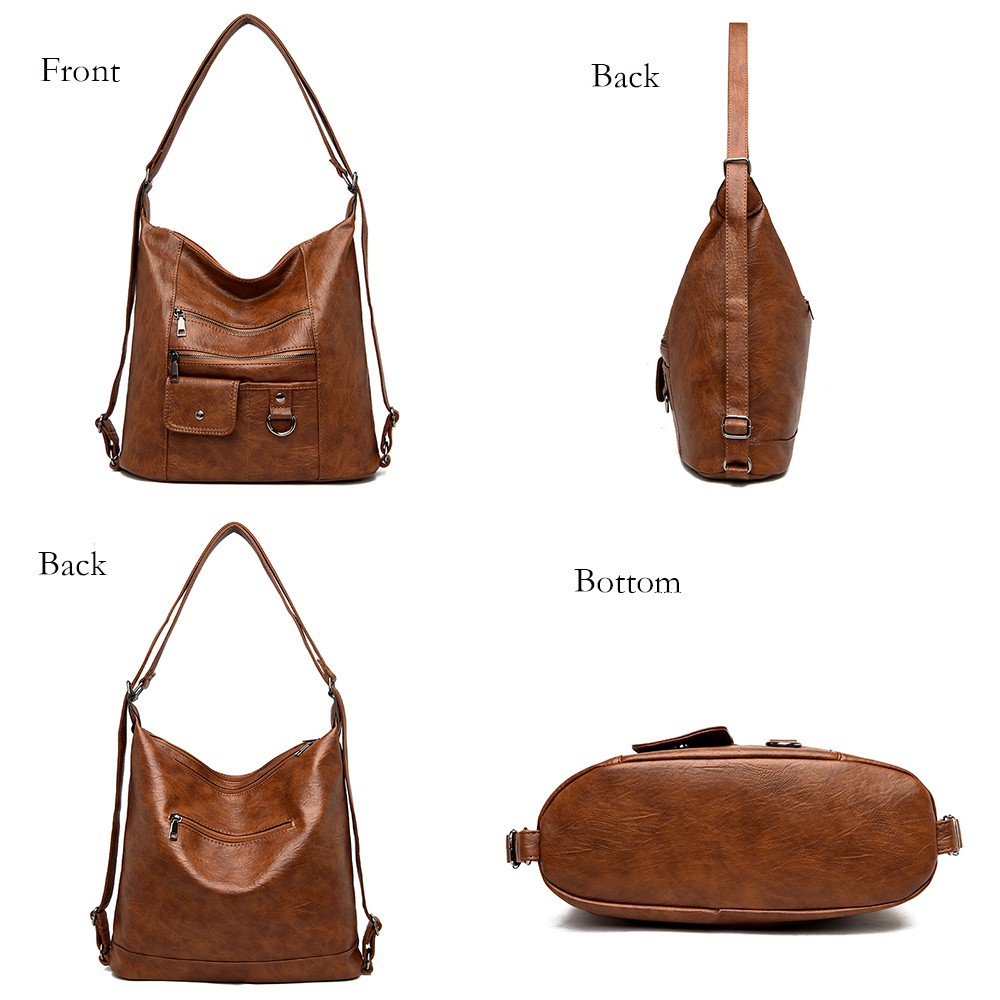 Túi xách da cỡ lớn LEACAT phong cách vintage thời trang cho nữ
