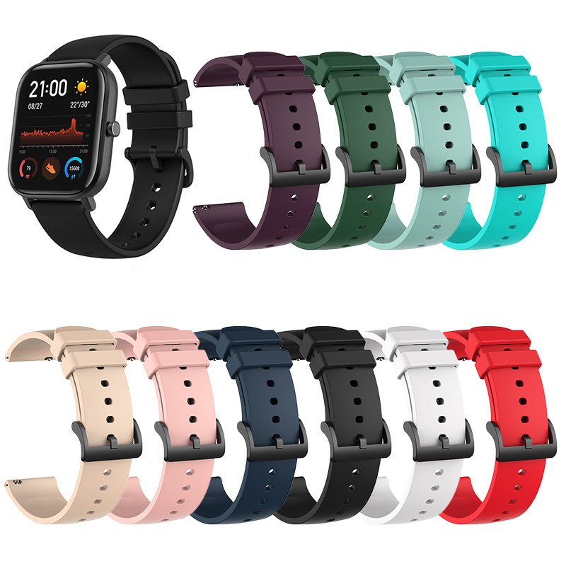 Dây Đeo Silicon 20mm Cho Đồng Hồ Thông Minh Xiaomi Huami Amazfit Gts Gtr 42mm Bip Bit Lite Youth s