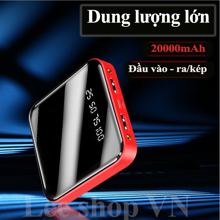 ✅[ Chính Hãng ] Pin dự phòng Power Bank mini Mặt trong suốt Dung lượng 10000mAh 20000mAh Sạc cùng lúc nhiều thiết bị