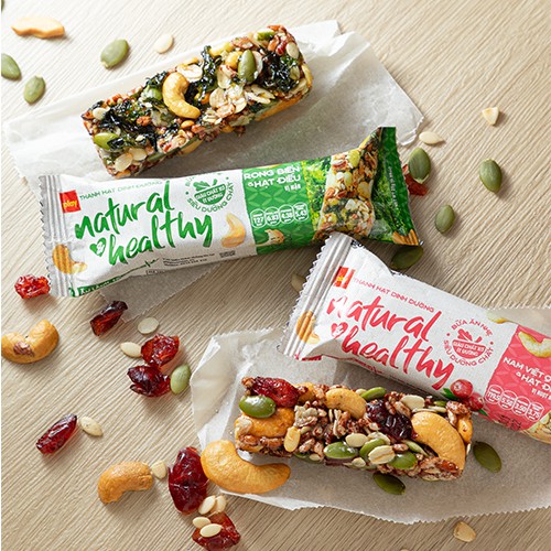 Combo 2 hộp thanh hạt dinh dưỡng PLAY Natural Healthy - Bánh ăn sáng ít ngọt, ăn kiêng