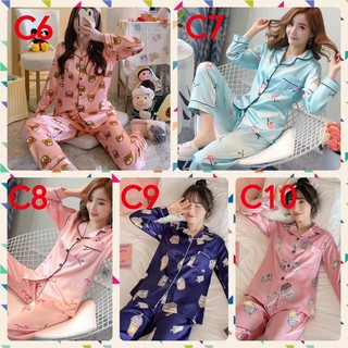 ✅ Bộ đồ ngủ/đồ mặc nhà/pyjama lụa cổ bẻ.
