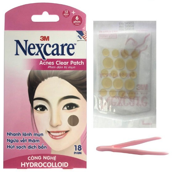 2 Hộp phim dán mụn Nexcare nhanh lành mụn, ngừa vết thâm và hút sạch dịch bẩn (18 miếng/hộp)