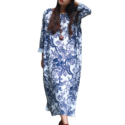 ZANZEA  Đầm dài tay dáng rộng thiết kế đơn giản cho nữ