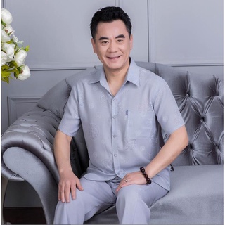Bộ quần áo trung niên cho ông, cho bố / Bộ đũi nam trung niên cho bố / Bộ đồ nam trung niên