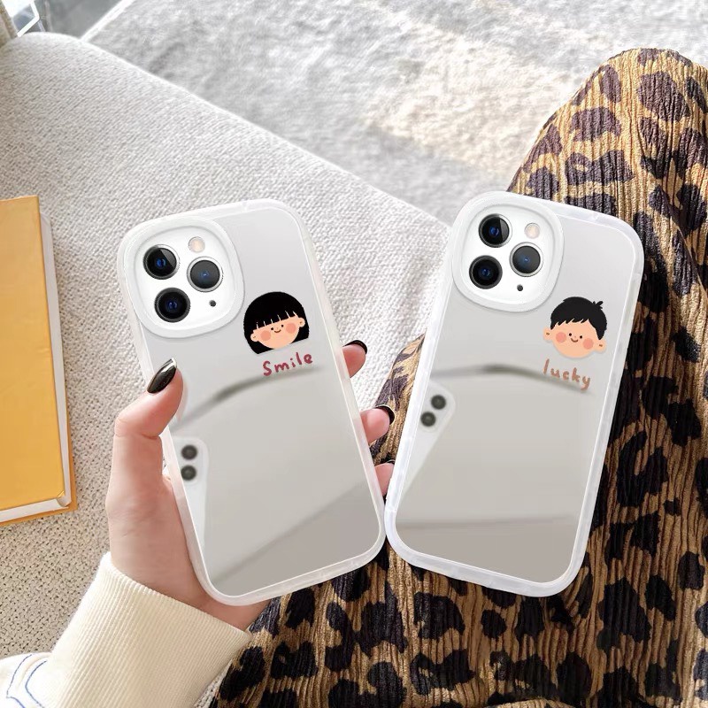 Ốp lưng iphone gương cạnh vuông couple smile 6/6plus/7/7plus/8/8plus/x/xs/11/12/13/pro/max/plus/promax-Sale HOT T5-14