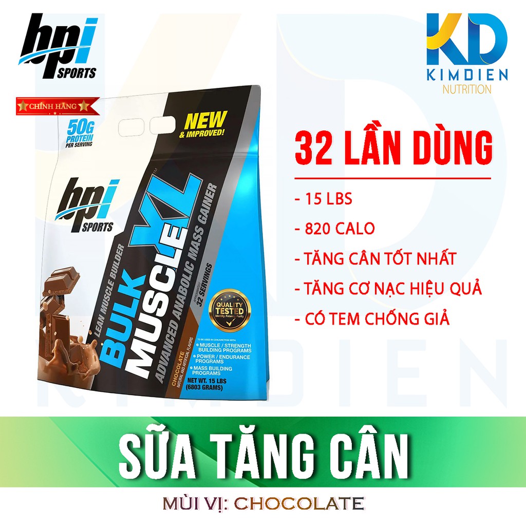 BPI BULK XL MUSCLE MASS GAINER - SỮA TĂNG CÂN CHẤT LƯỢNG 15LBS