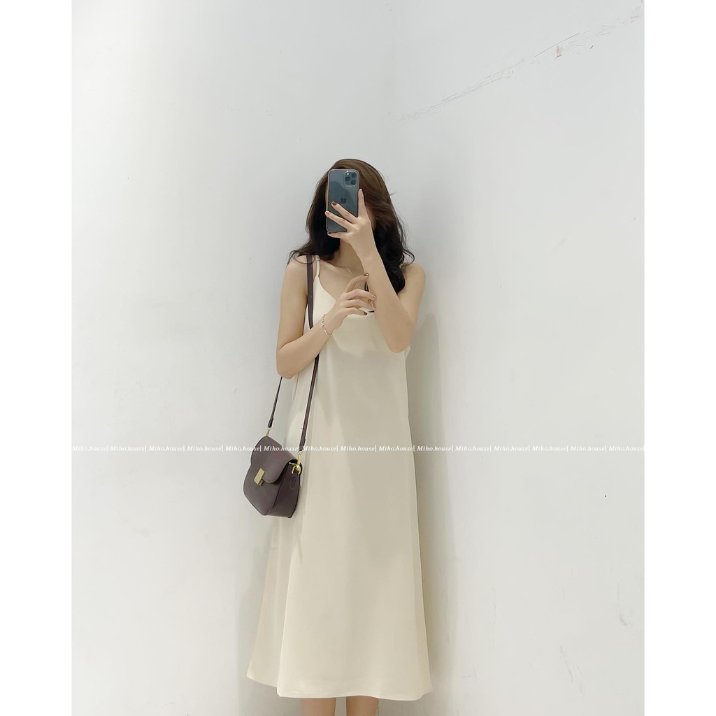 (FREESHIP)Đầm 2 dây voan suông dài ulzzang