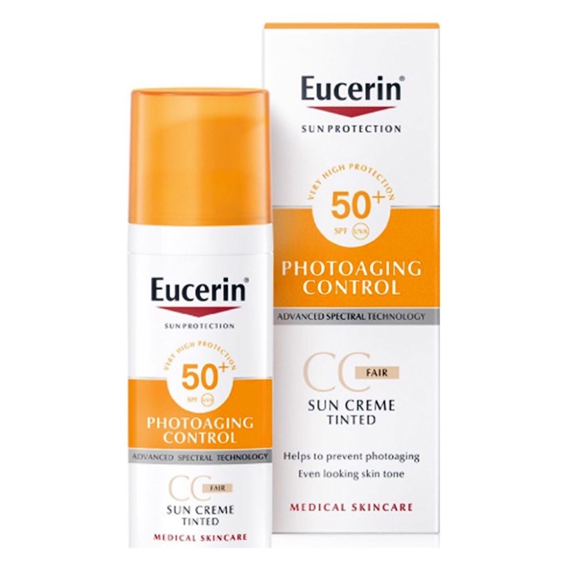 Kem Chống Nắng Eucerin Sun Cream Face Tinted CC Fair Cream SPF 50+ Làm Đều Màu Da 50ml