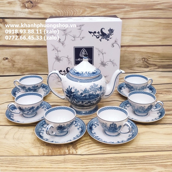 bộ ấm trà gốm sứ Minh Long Hoàng Cung Hồn Quê - bộ ấm trà sứ Minh Long