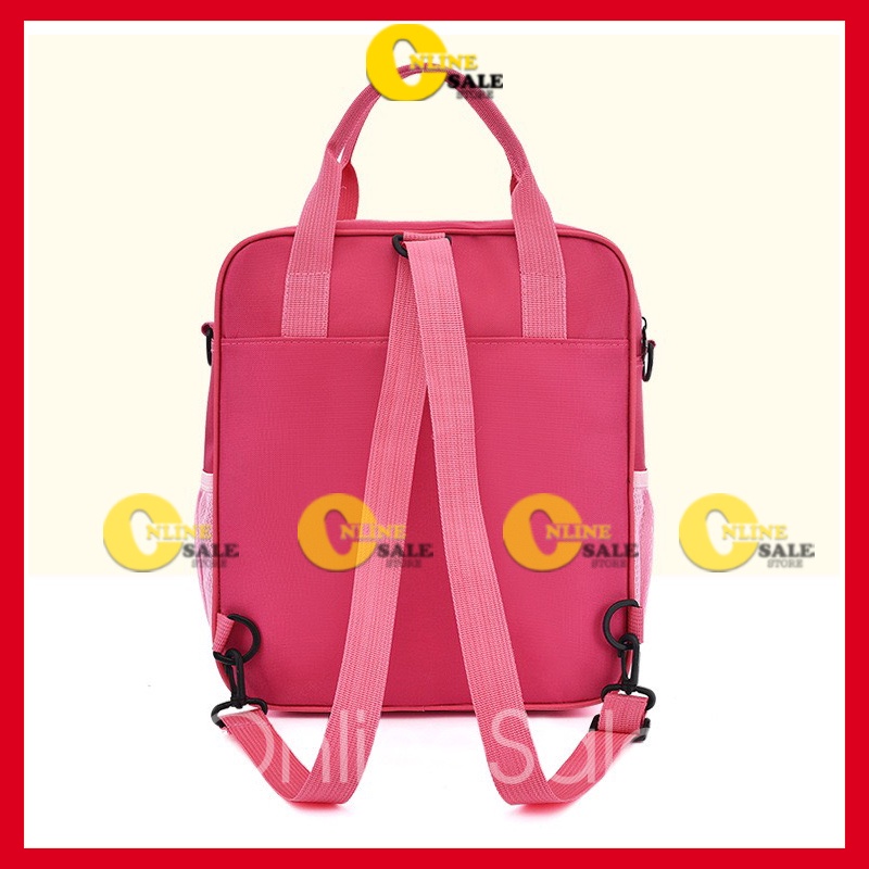 Túi xách cặp học thêm 2 kiểu đeo chéo hoặc balo tiểu học cho bé trai bé gái KT 33x29x10cm- Tặng kèm móc gấu
