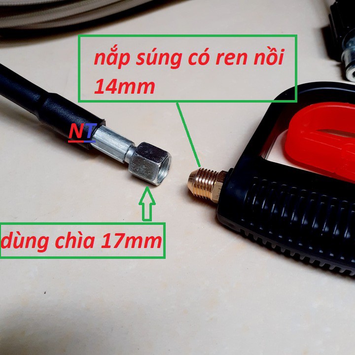 Dây rửa xe cao áp cho máy xịt rửa áp lực 15m - Ren trong thuận tiện