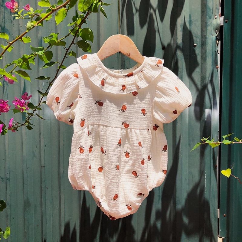 Romper bé gái tay bồng chất liệu xô muslin cao cấp