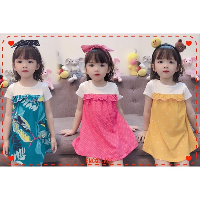 Váy cotton cộc tay màu ngẫu nhiên