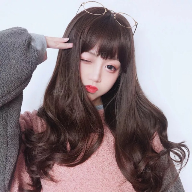 Tóc giả nguyên đầu xoăn❤️FREESHIP❤️   cả đầu xoăn lửng hàn quốc - ms 1574