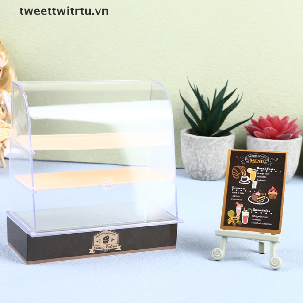 1 Set Mô Hình Tủ Trưng Bày Bánh Kem Mini Tỷ Lệ 1: 12 Dùng Trang Trí Nhà Búp Bê