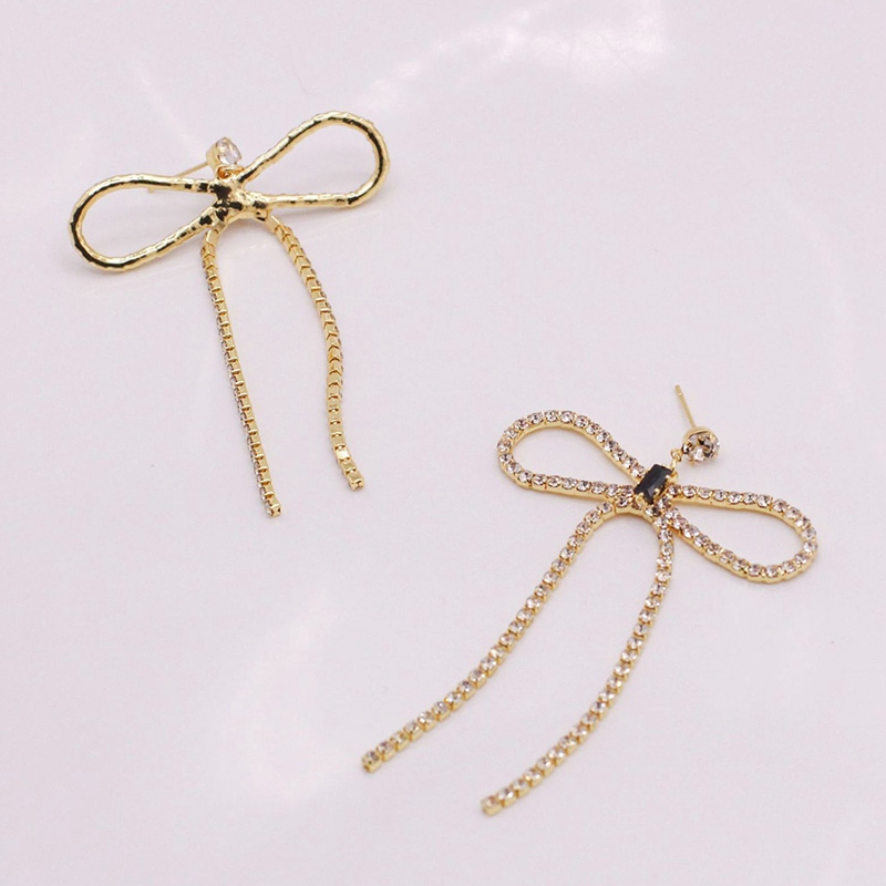 Korean fashion jewelry new wish Amazon AliExpress popular claw chain crystal rhinestone bow earrings female