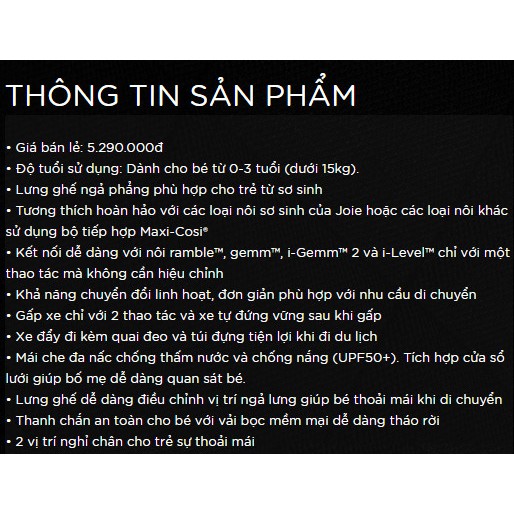 Xe đẩy trẻ em Joie Tourist Signature Eclipse