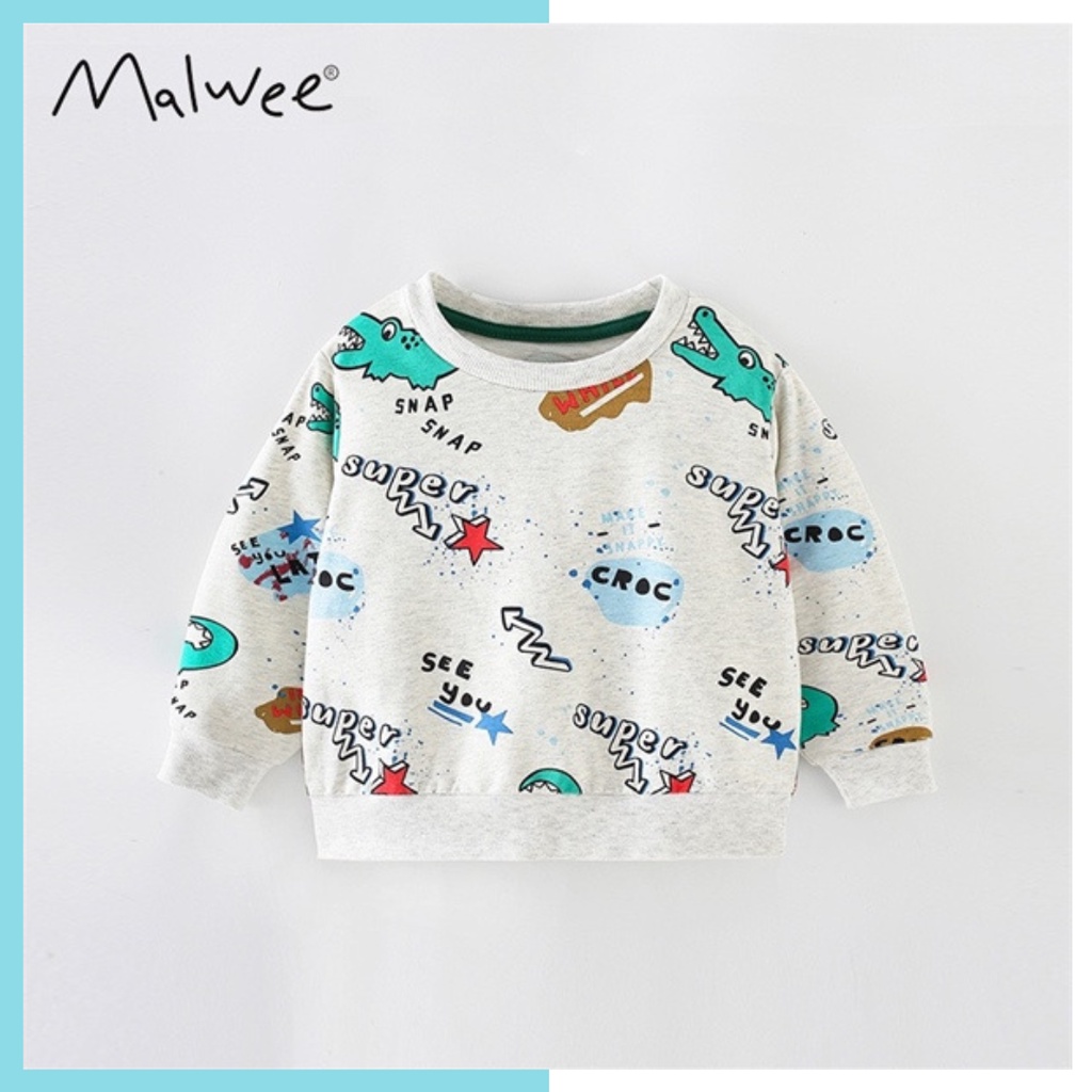 Áo nỉ Malwee xám cá sấu MW7661 cho bé trai 2-8 tuổi - Little Maven Official Store