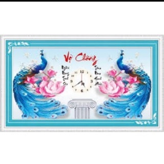 TRANH THÊU CHỮ THẬP ĐỒNG HỒ VỢ CHỒNG 88940 63x37 cm
