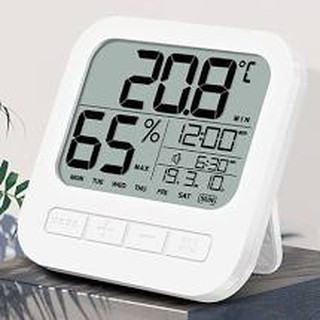 Nhiệt kế điện tử trẻ em đo nhiệt độ và độ ẩm phòng ngủ cho bé - đồng hồ báo thức cho mẹ
