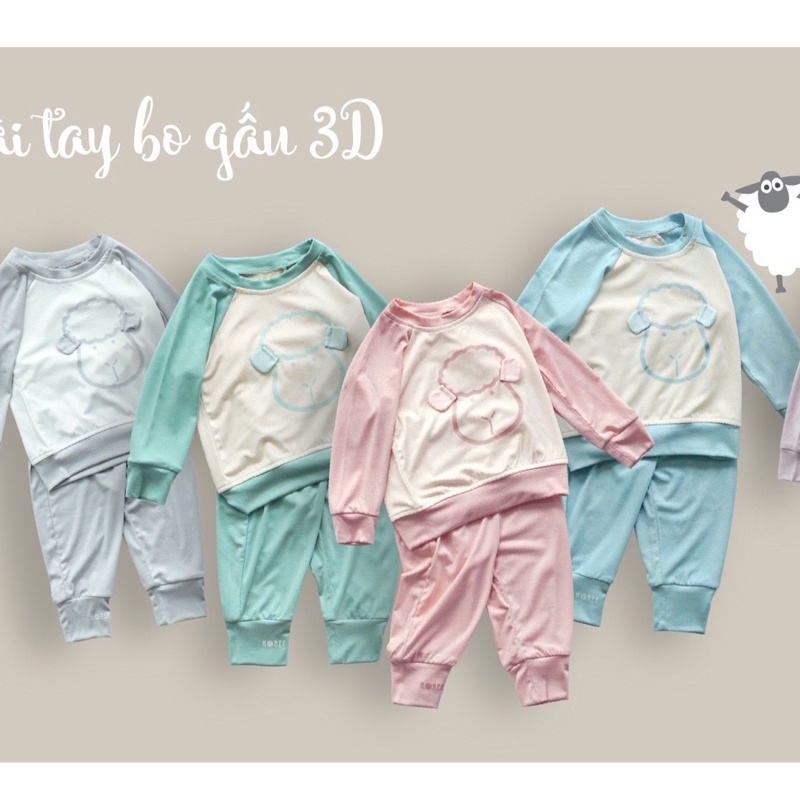 Bộ Dài Tay Thun Lạnh Bo gấu Cho Bé Trai, Bé Gái size (6-17kg)