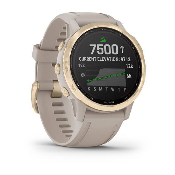 Đồng hồ thông minh Garmin fenix 6S Pro Solar, Lt.Gold w/Shale Gray Band, GPS, SEA_010-02409-24