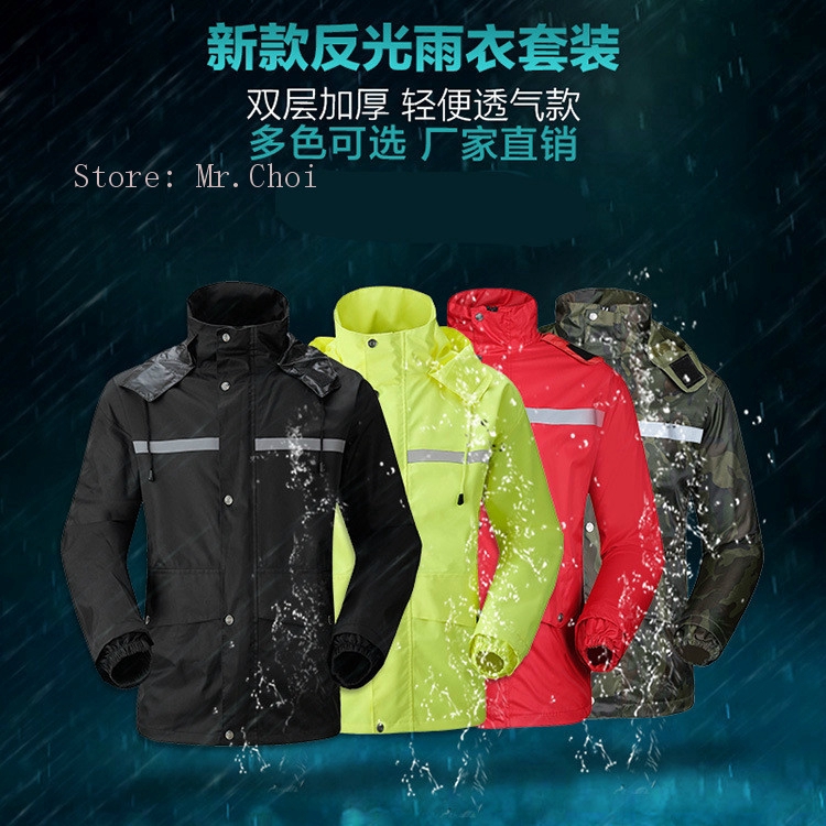 Bộ quần áo mưa hai mảnh chống thấm nước thời trang dành cho nam và nữ khi lái xe máy