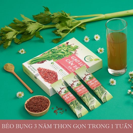 Bột cần tây gạo lứt, đẹp dáng đẹp da, tốt cho phụ nữ sau sinh, đánh bay mỡ thừa (Hộp 15 gói x4gram)