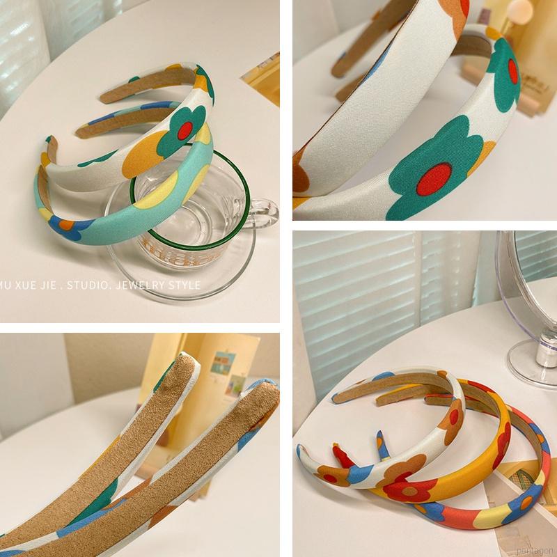 Băng đô cài tóc bằng vải đính hoa phong cách Hàn Quốc xinh xắn cho bé gái