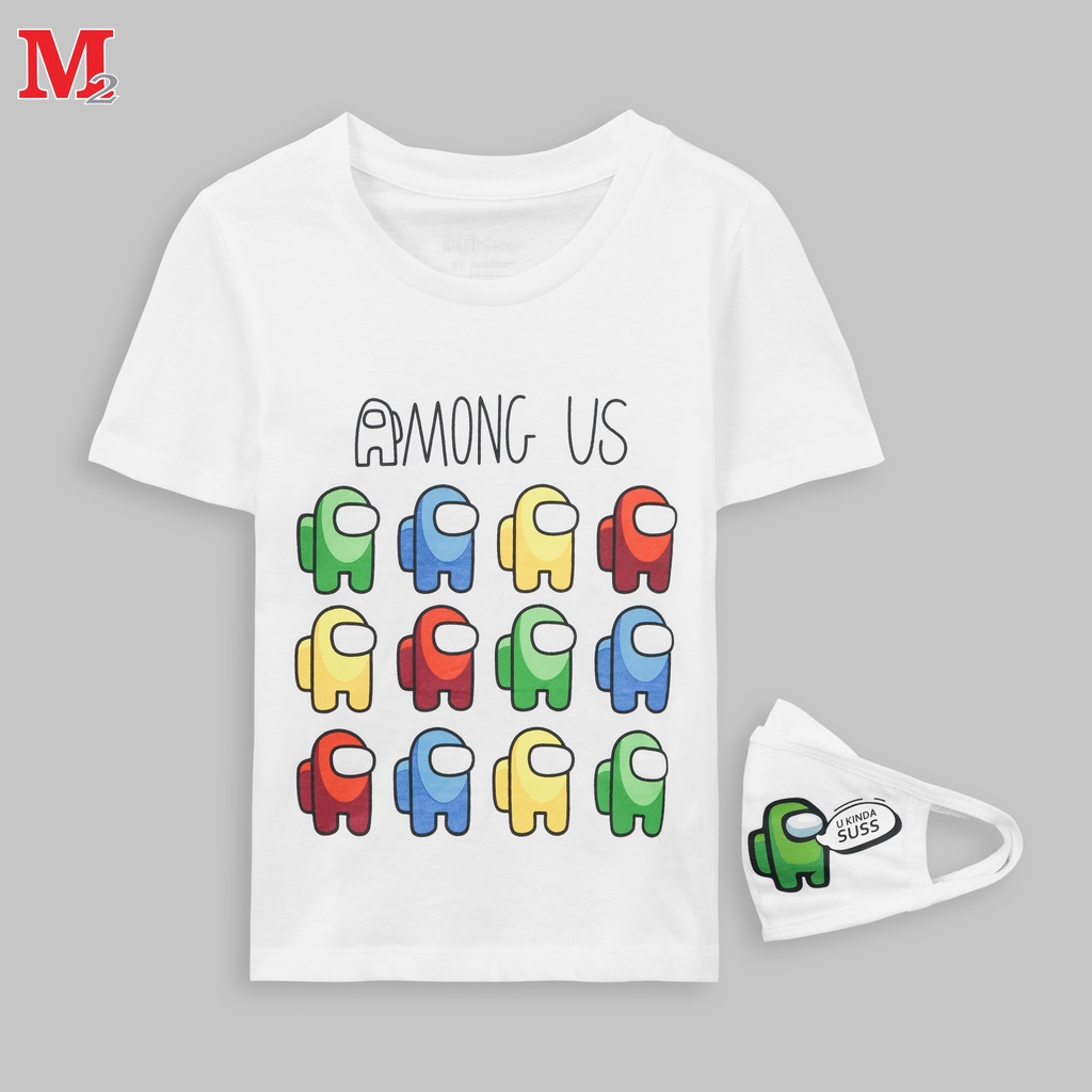Set áo thun trẻ em cộc tay và khẩu trang Amongus DFM0192 Thời trang M2
