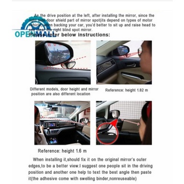 Gương cầu lồi 2 mặt dán treo bên dưới kính chiếu hậu xe hơi ô tô xóa điểm mù bánh trước sau xoay 360 độ góc rộng