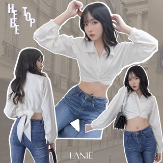 Áo sơ mi thiết kế dây rời buộc nơ lụa thái hebe top_ lanie