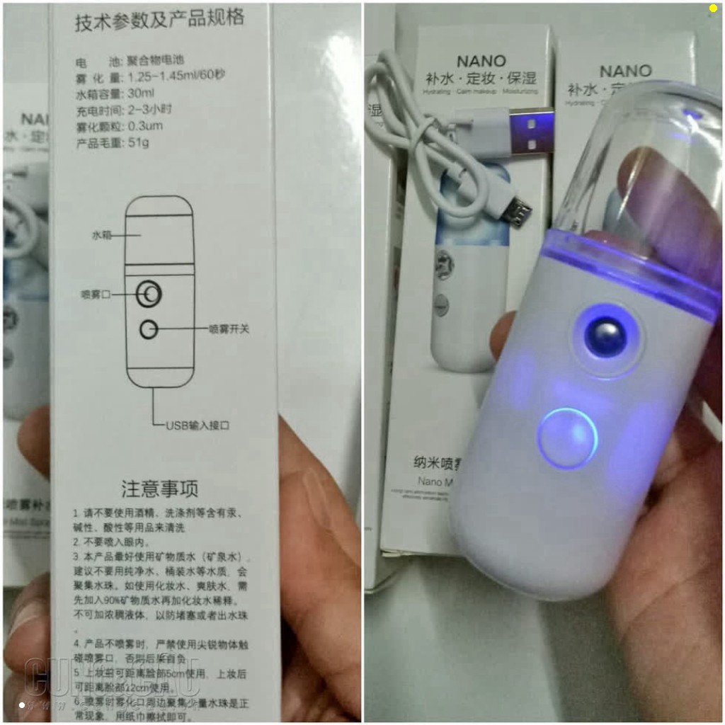 Máy Phun Sương Cầm Tay Tạo Ẩm Mini Nano , Máy Xông Mặt Mini Spa Giá Rẻ, Xông Tinh Dầu Xịt Khoáng Cấp Ẩm Chăm Sóc Da