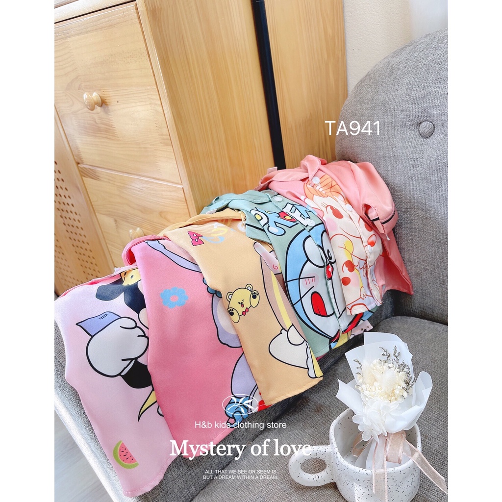 BỘ PIJAMA CHO BÉ GÁI CHẤT LỤA MỀM MỊN MẶC MÁT MÙA HÈ SIZE  10KG-20kg