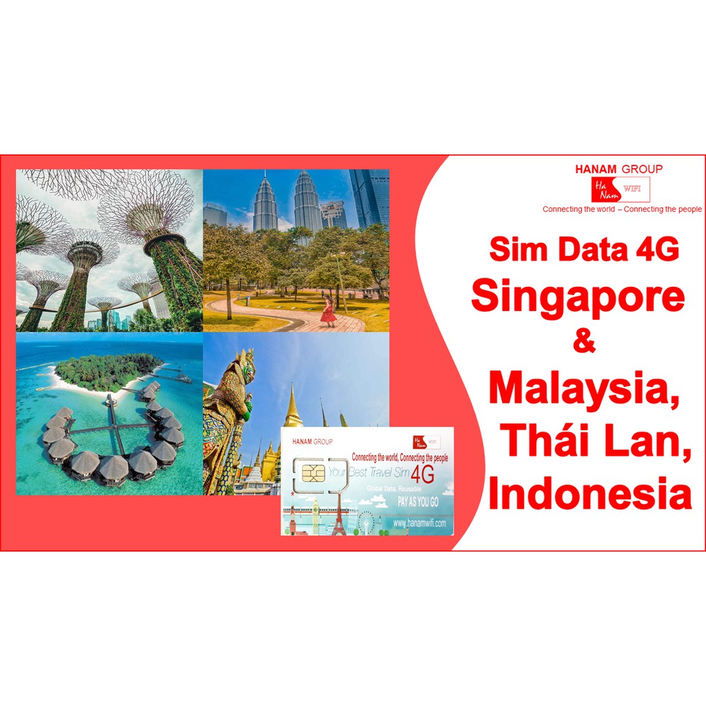 Sim 4G Singapore-Malaysia-Thái Lan-Indonesia  Không Giới Hạn Dung Lượng