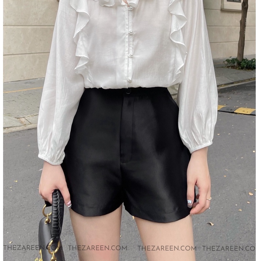 ZAREEN | QUẦN SHORT TAFTA ỐNG RỘNG ZAREEN SHO42 ĐEN