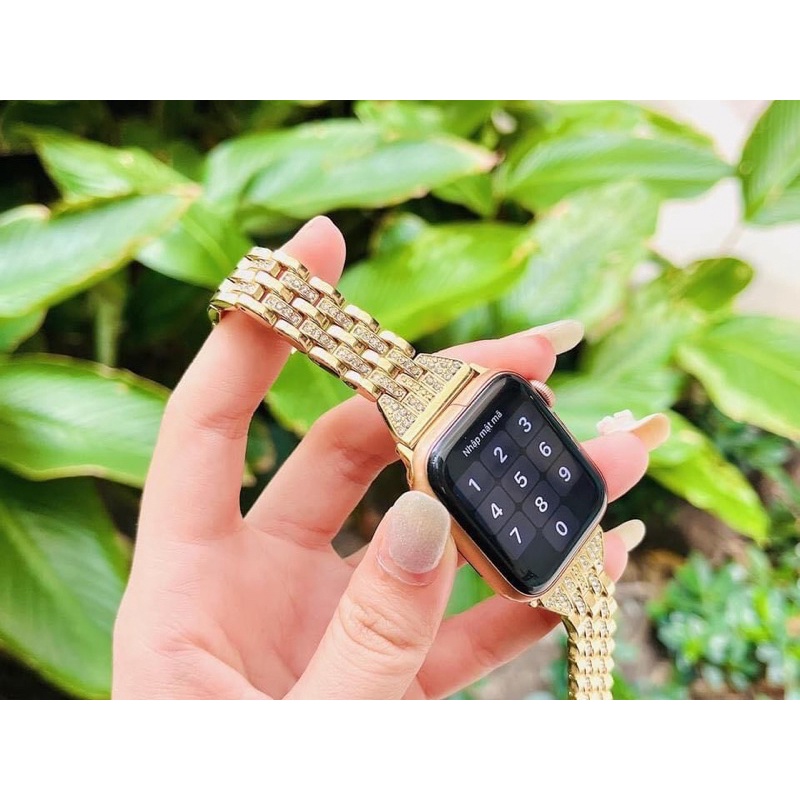 Dây Đeo Apple Watch Thép Đính Đá Bảng Nhỏ Sang Trọng