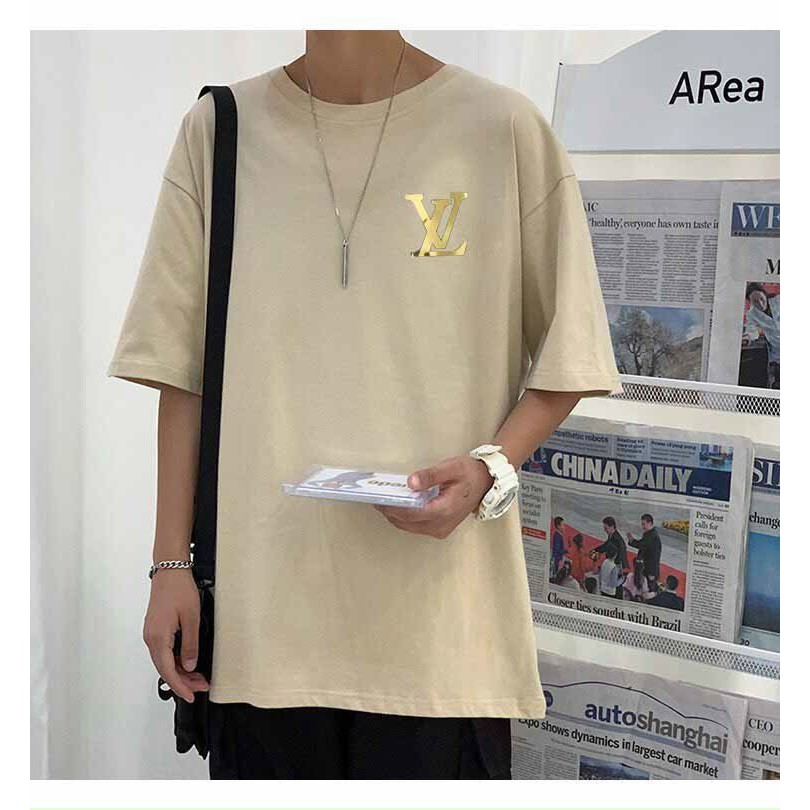 Áo thun nam nữ unisex tay lỡ in nhũ vàng chất thun co giãn 4 chiều