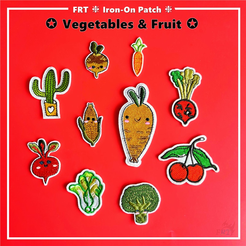 ☸ Miếng Dán Ủi Hình Rau Củ Quả ☸ 1 Miếng Dán Patch DIY Hình Cà Rốt, Cherry Broccoli Cabbage
