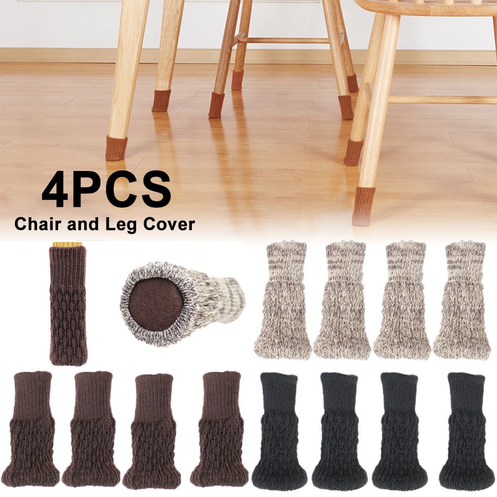 YIYU Set 4 Vỏ Bọc Chân Bàn Ghế Dệt Kim Chống Trượt Giảm Tiếng Ồn Nhiều Màu Sắc