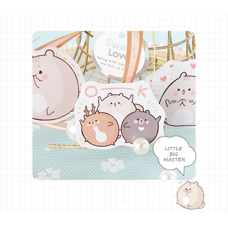 Hộp 45 miếng sticker mẫu khay chuột béo đáng yêu