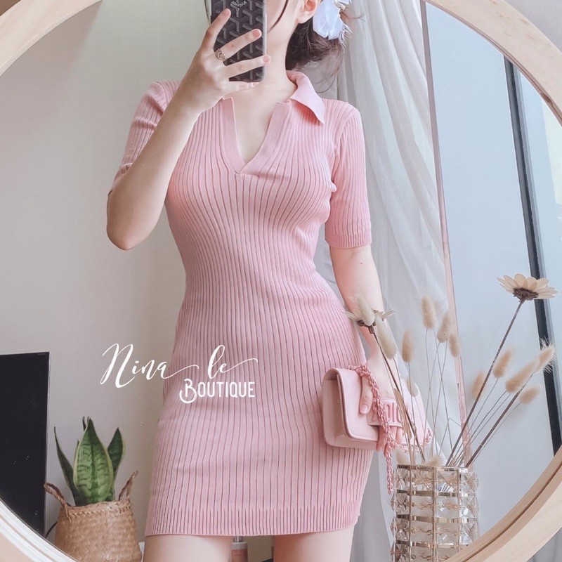 Đầm thun gân polo ulzzang