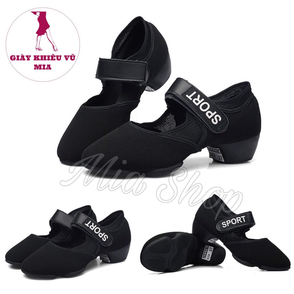 Giày Khiêu Vũ Đa Năng Quai Dán Mềm Mại Gập 360 Độ